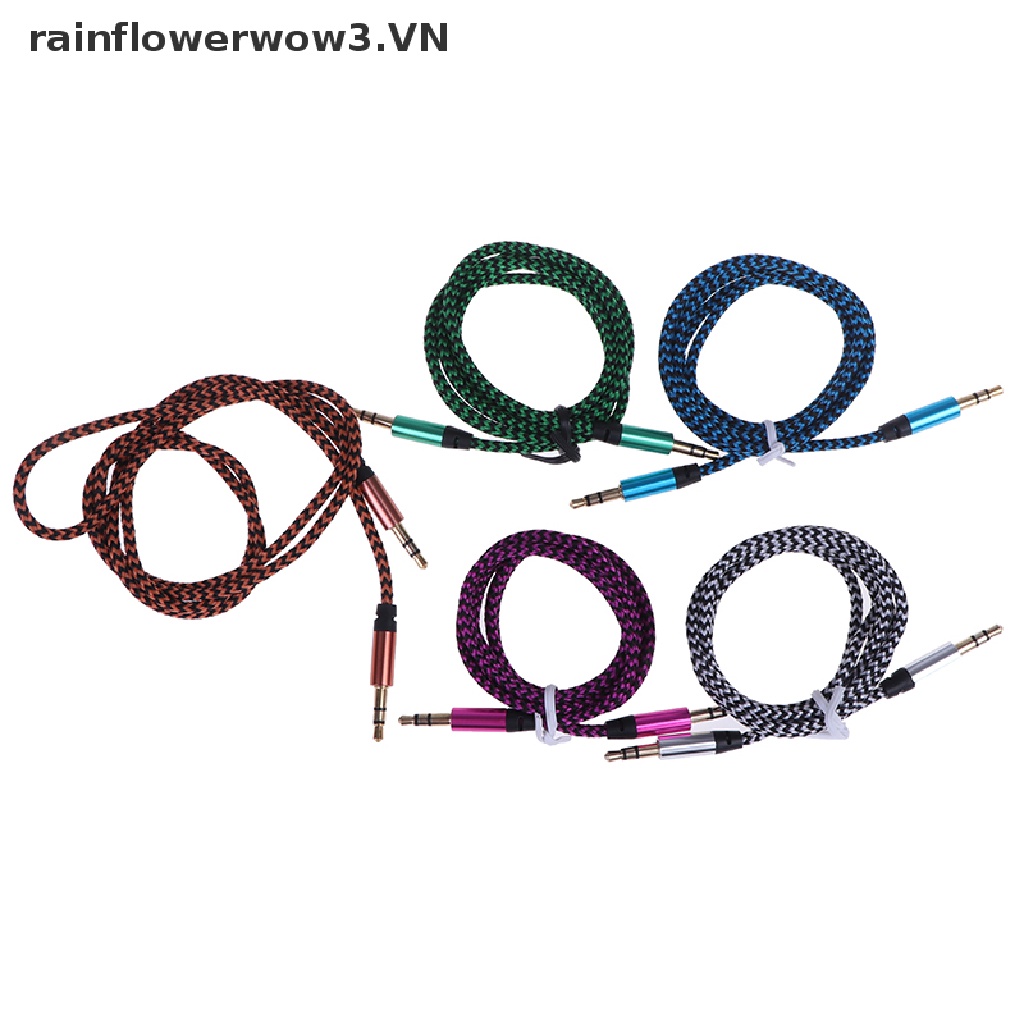 Dây Cáp Âm Thanh Nối Giắc Cắm 3.5mm Với Đầu Cắm Tai Nghe aux Bằng Nilon Dành Cho Điện Thoại / Xe Hơi