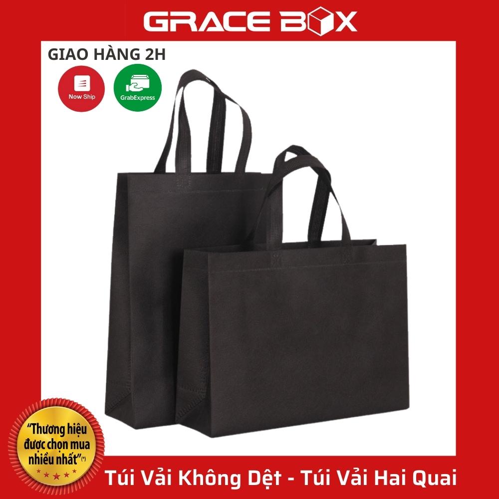 Túi Vải Không Dệt - Màu Đen - Túi Vải Bảo Vệ Môi Trường - Túi Vải Hai Quai - Siêu Thị Bao Bì Grace Box