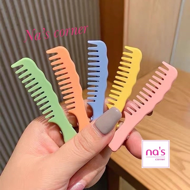 Kẹp Tóc Kim Loại Hình Chiếc Lược Màu Nhám Ngọt Ngào Dễ Thương