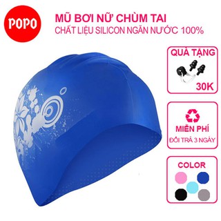 Nón bơi nữ mũ bơi nữ trùm tóc dài POPO CA35 mũ bơi người lớn nam nữ, cho bé gái, trẻ em trên 6 tuổi