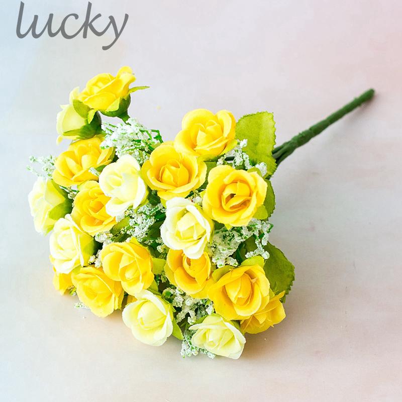 Bó hoa hồng giả với 21 bông 7 nhánh để trang trí nhà cửa