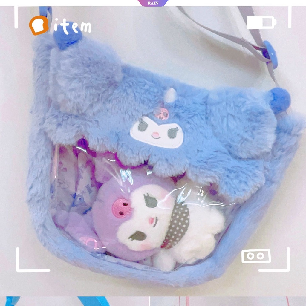 SANRIO Túi Đeo Chéo Hình Kuromi Cinnamoroll My Melody Hoạt Hình Bằng PVC Kèm Búp Bê Nhồi Bông Đáng Yêu Cho Bé