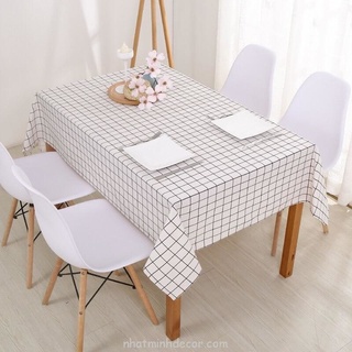 Khăn trải bàn đẹp mẫu kẻ caro trắng trang nhã Landecor - TB212