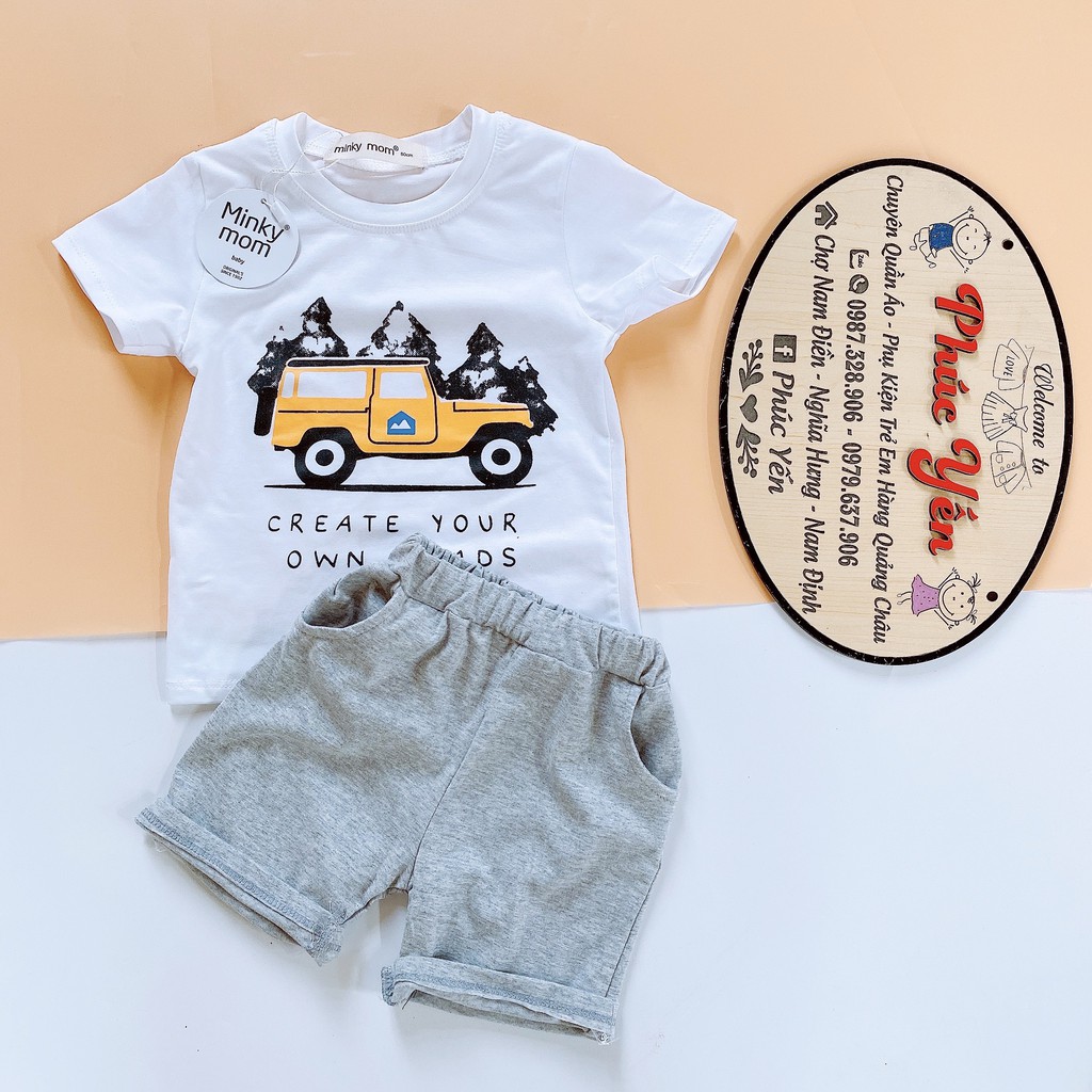 Sale !!! Bộ Cộc Tay Cotton 100% Hàng Minky Mom Khủng Long Có Túi cho Bé (8-18kg) (1452) Shop Phúc Yến