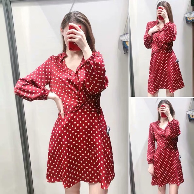 VÁY ZAR ĐỎ CHẤM BI