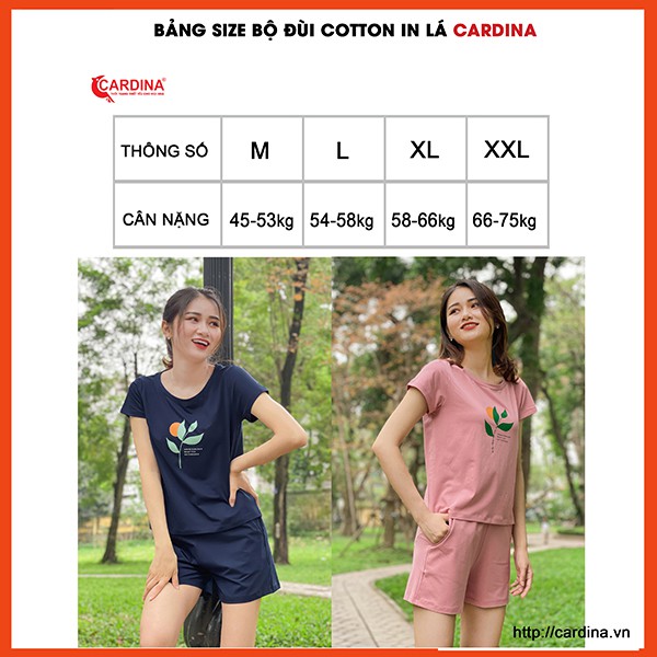 Bộ Măc Nhà Nữ 𝐂𝐀𝐑𝐃𝐈𝐍𝐀 Vải Cotton Họa Tiết In Hình Lá Trẻ Trung Cao Cấp Chính Hãng Hàng Hè 2021