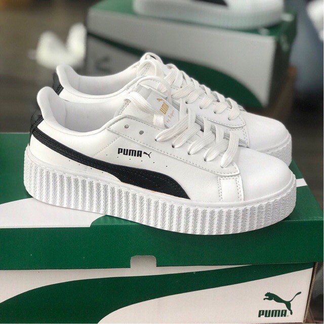 Giày PUMA trắng vệt đen đế độn tăng chiều cao bản cao cấp 1-1 trung full phụ kiện