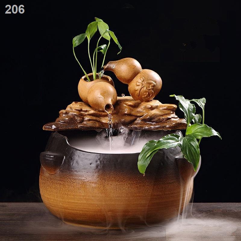 [HPT]Phong thủy gốm sứ kiểu Trung Quốc biến nước đồ trang trí máy tính để bàn bánh xe nước nhà văn phòng hiên nhày mắ