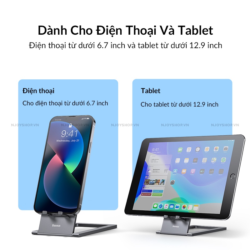 Giá Đỡ Điện Thoại Máy Tính Bảng Gấp Gọn Baseus Chất Liệu Hợp Kim Nhôm Xoay 360 Độ Njoyshop