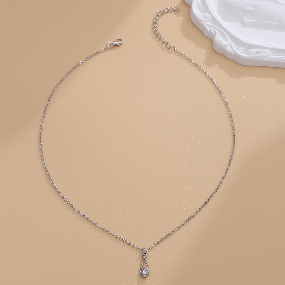 Vòng cổ Mạ Bạc Mặt Hình Giọt Nước Phong Cách Vintage