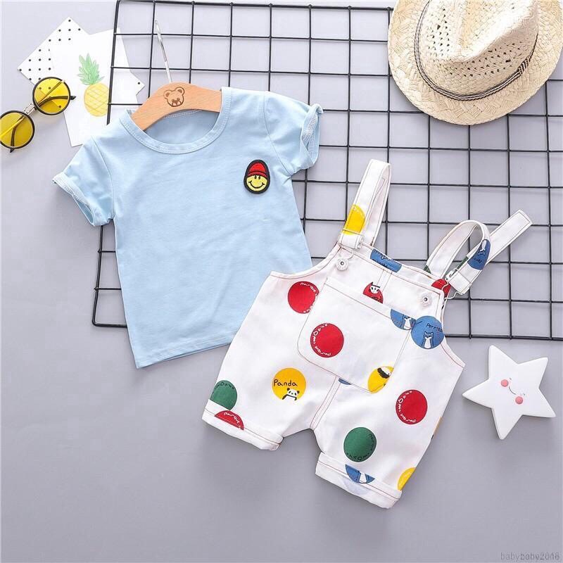 set áo thun màu phối yếm