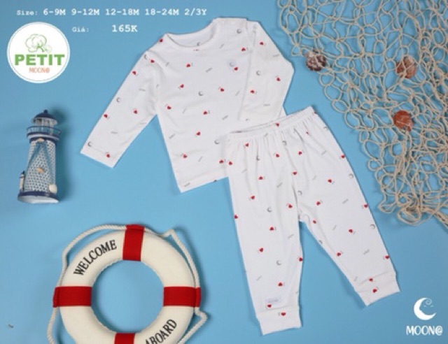 MOON - Bộ cài vai dài tay Moon@ vải petit mềm mát cho bé trai/bé gái từ 6 tháng đến 3 tuổi