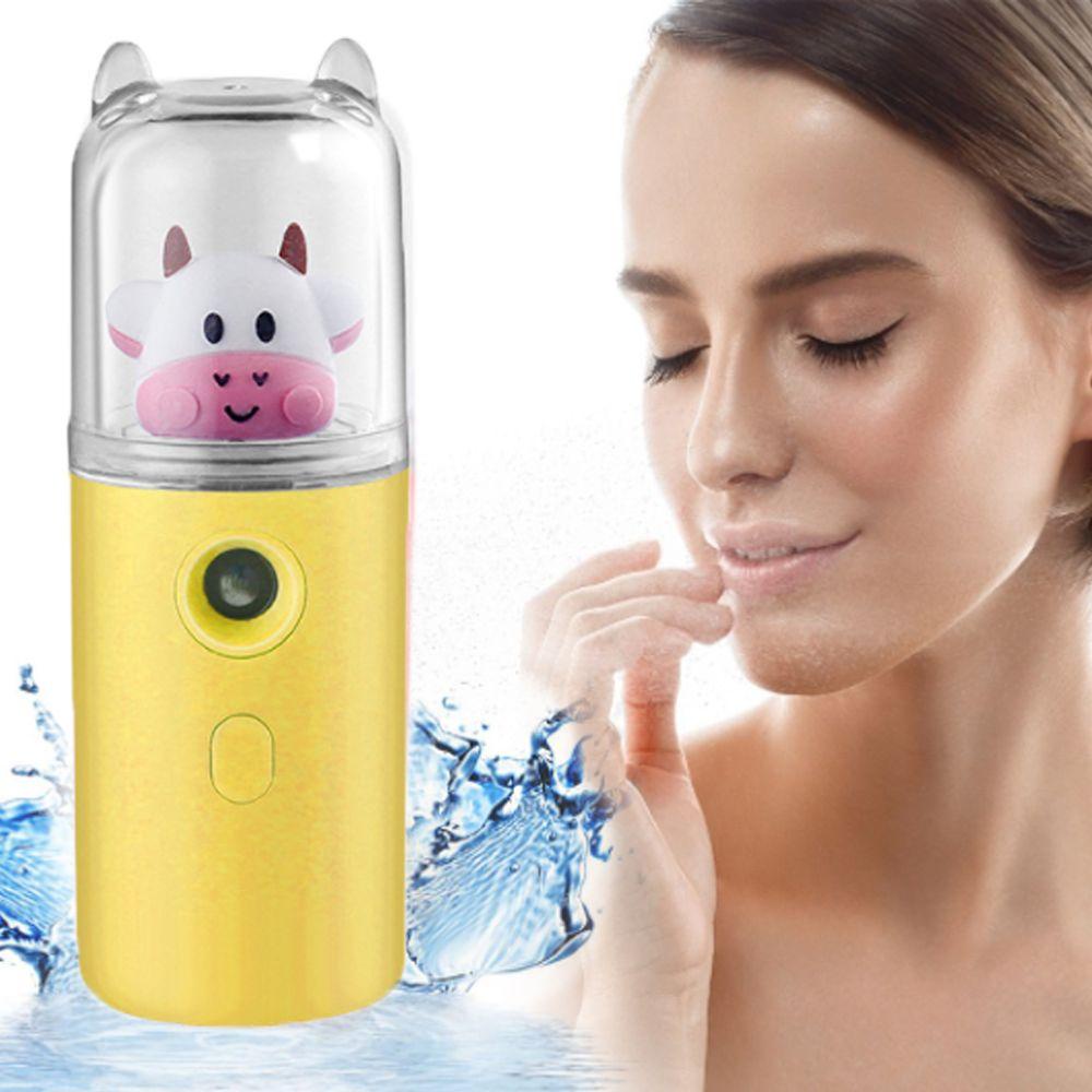 Máy Phun Sương Tạo Độ Ẩm Cho Da Mặt Sạc Cổng USB In Họa Tiết Bò Sữa