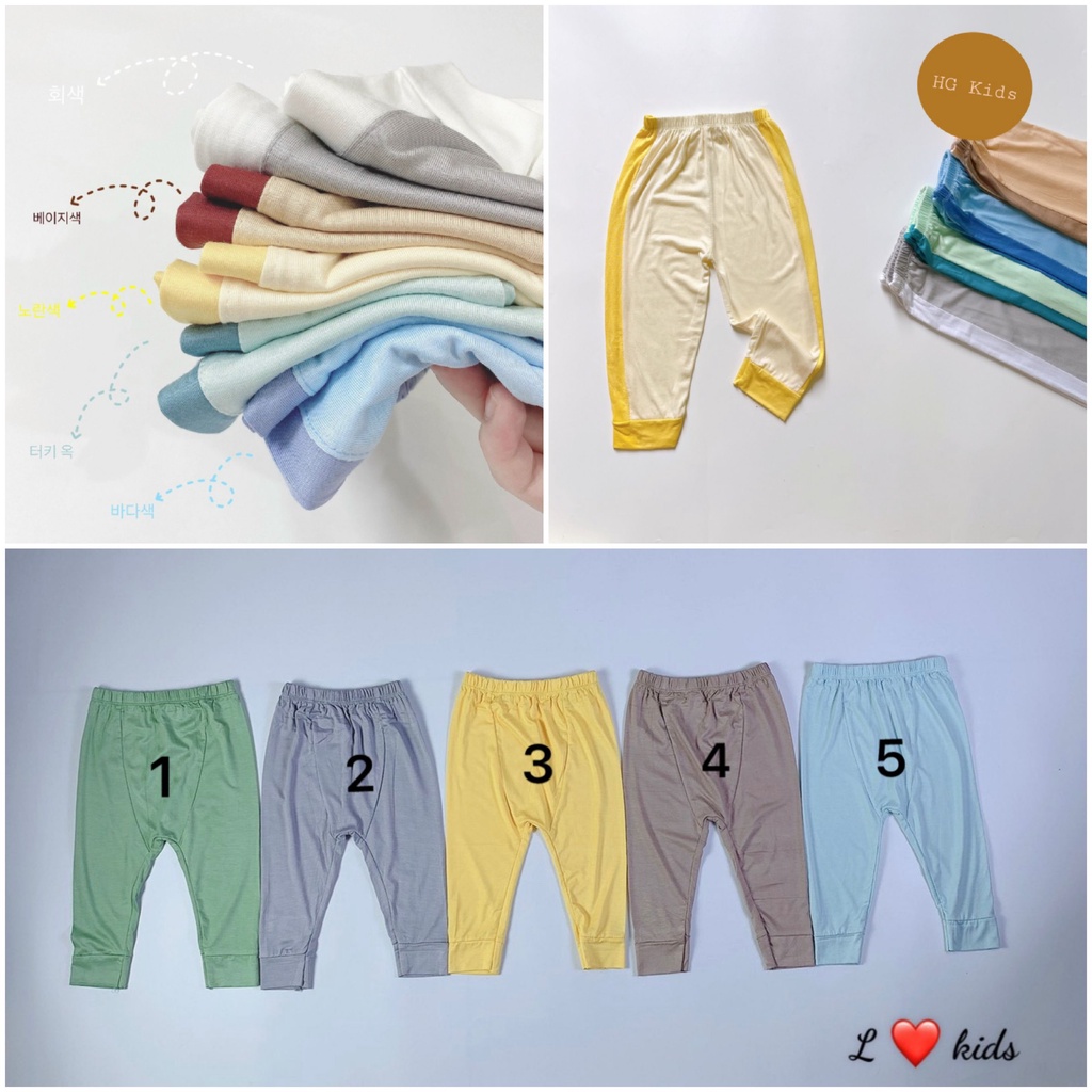 Quần dài cotton thun lạnh sọc kẻ cho bé trai/bé gái Kwoo