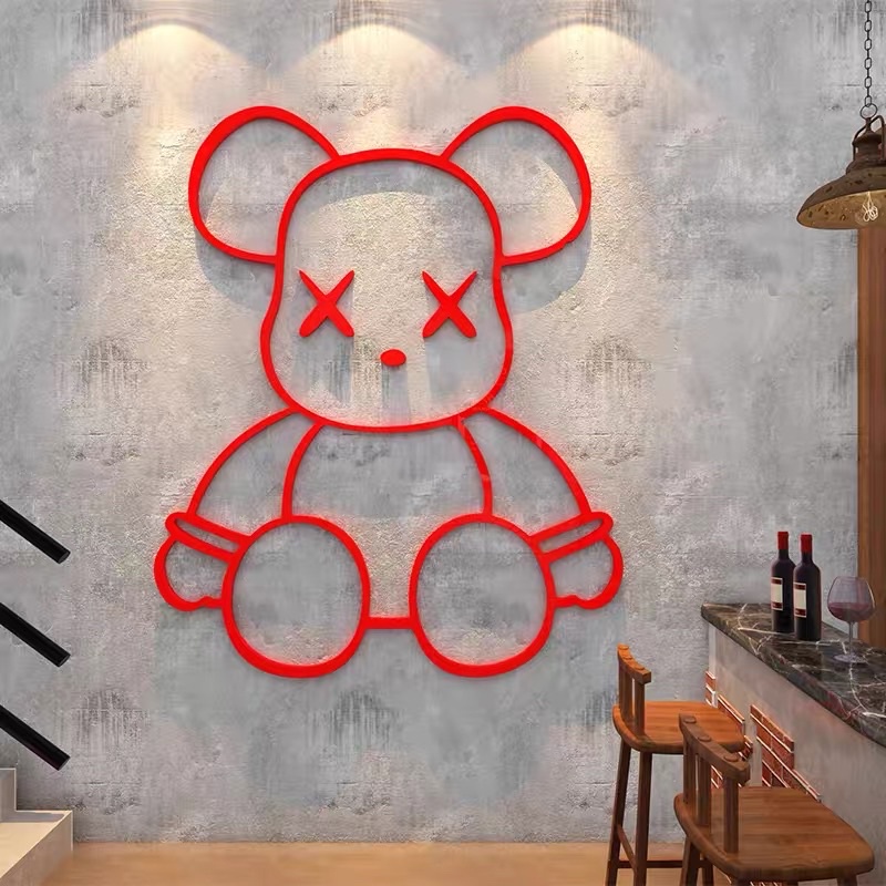 Tranh dán tường mica dán nổi kaws trang trí quán ăn, đồ ăn nhanh, đồ uống, shop thời trang
