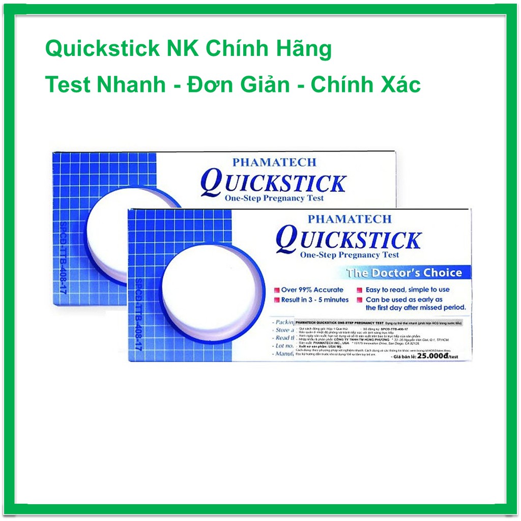 (Chính Hãng) Que Thử Thai, Que Thử Thai Quickstick Nhập Khẩu Chính Hãng (CHE TÊN)