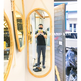 Mua Gương soi toàn thân khung gỗ treo tường oval nịnh dáng giá rẻ kích thước 45x120cm guonghoangkim mirror KG0001