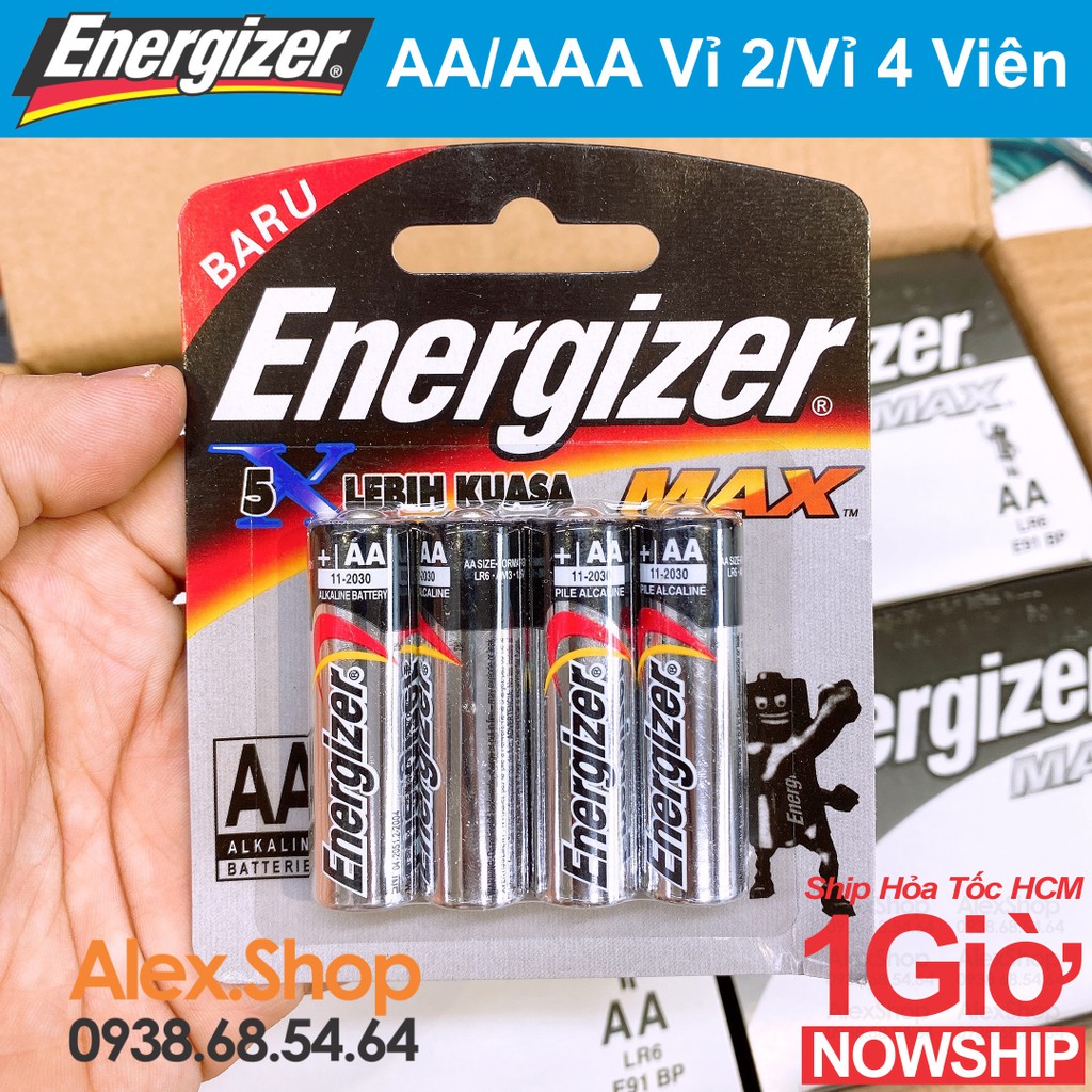 [Vỉ Giấy 2/4 Viên] Pin tiểu AA/AAA LR6/LR3 Max X5 Energizer Alkaline 1.5V