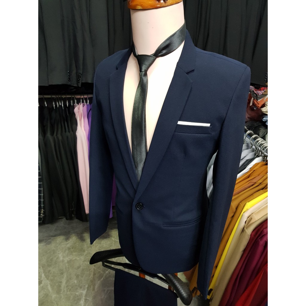 Bộ vest nam ôm body xanh đen đậm