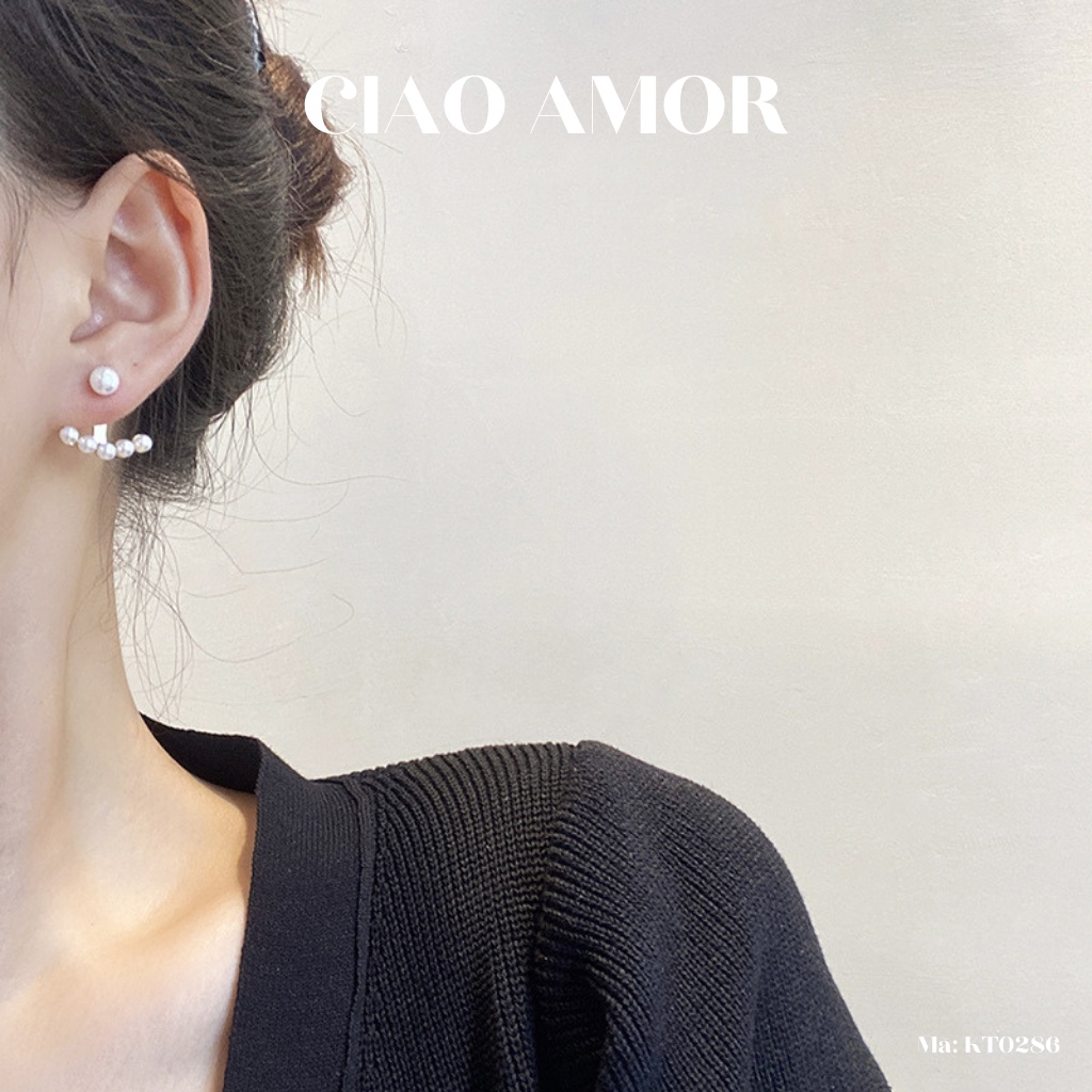Khuyên tai nữ, Bông tai ngắn đính ngọc vành tai thanh lịch Trang sức Ciao Amor - KT0286