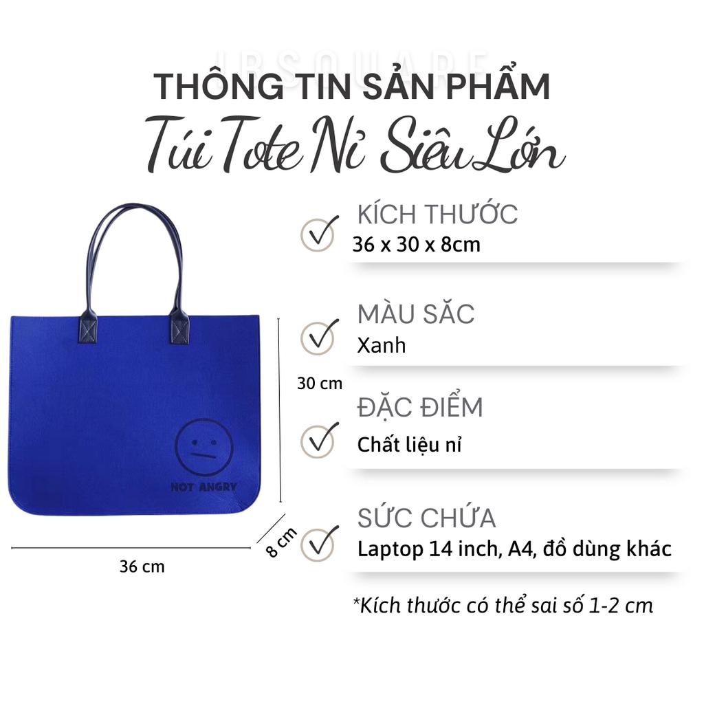 Túi Tote vải nỉ sức chứa lớn IBSQUARE TL13 đựng laptop máy tính macbook đi học đi làm