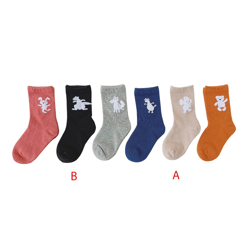 Set 3 đôi vớ cotton in họa tiết hoạt hình dành cho trẻ em