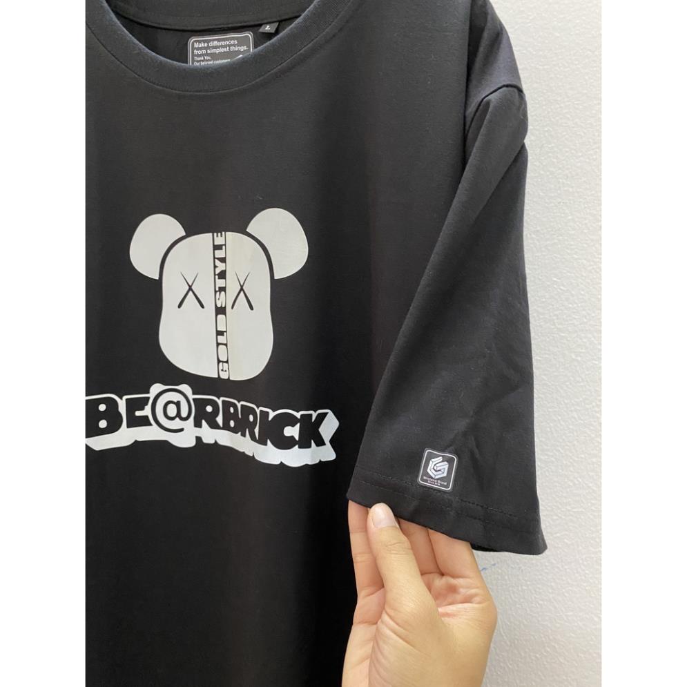 Áo Thun Tay Lỡ Bearbrick Phản Quang Bạc, Form rộng oversize, áo phông unisex, chất liệu Cotton - KKIM Shop