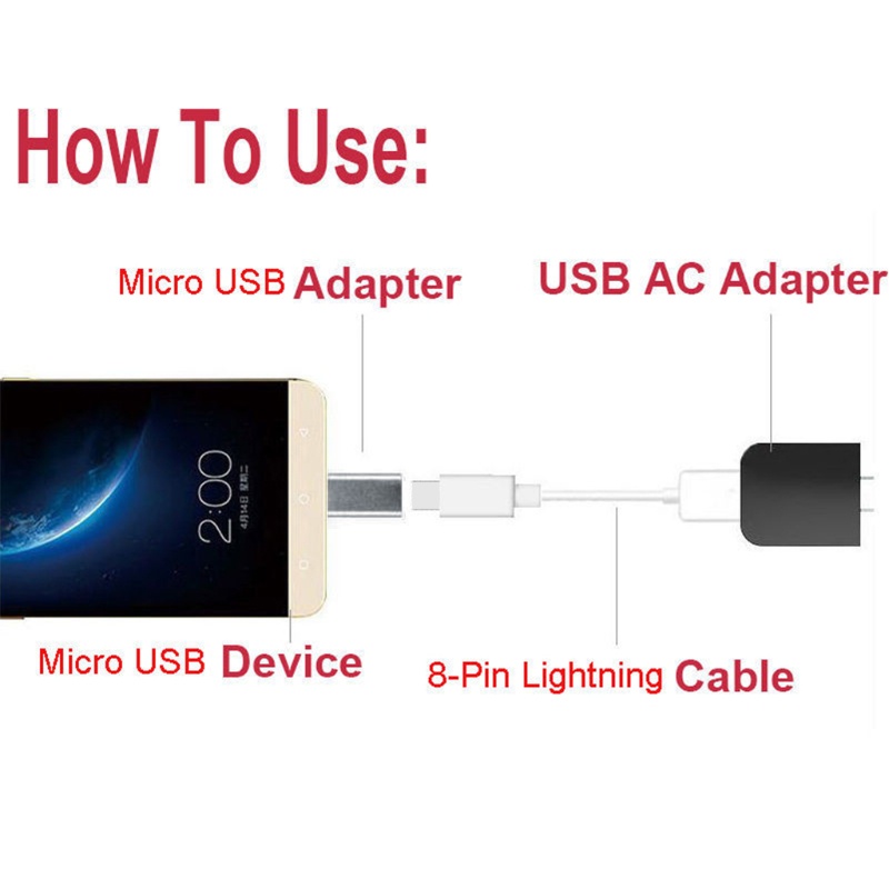 Đầu Chuyển Đổi Lightning 8Pin Cái Sang Micro USB Đực Dành Cho Điện Thoại Android