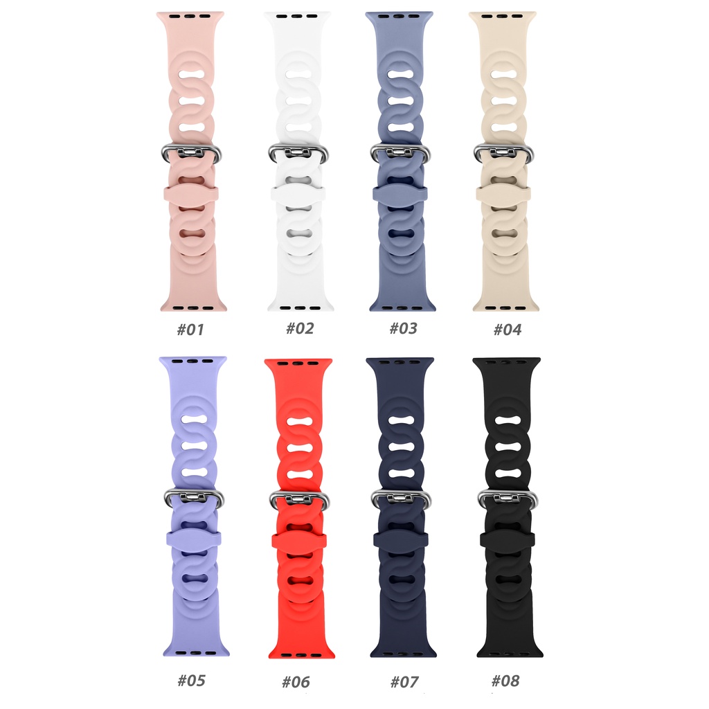 Dây Đeo Silicon Mềm Thời Trang Cho Đồng Hồ Thông Minh Apple Watch 41 / 40 / 38mm 49 / 45 / 44 / 42mm Series Ultra / 8 / 7 / SE / 6 / 5 / 4 / 3 / 2 / 1