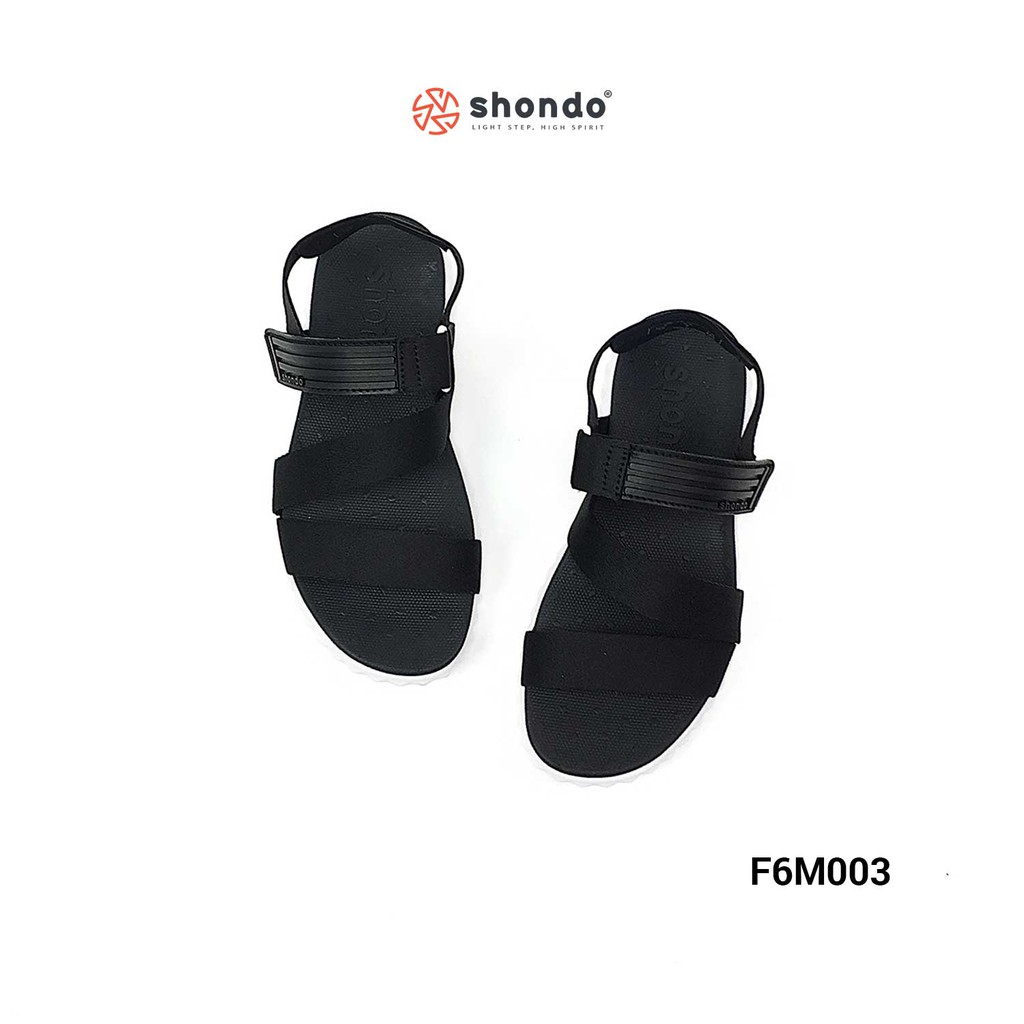 Sandal Nam nữ Chính hãng - Sandan Shondo đen trắng F6M003 - Bảo hành 12 tháng - Giày dép quai hậu ngang Sales 8-8