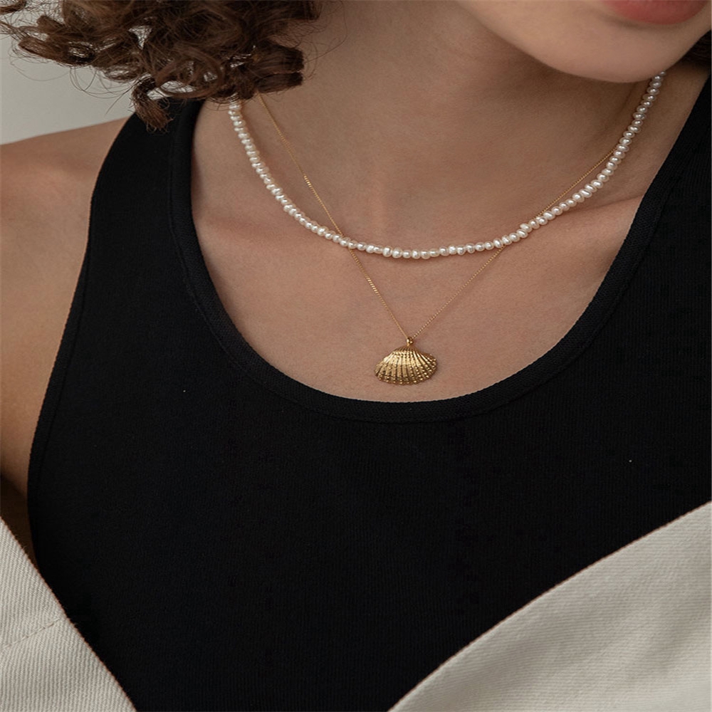 Dây Chuyền Choker Nhiều Lớp Đính Vỏ Sò