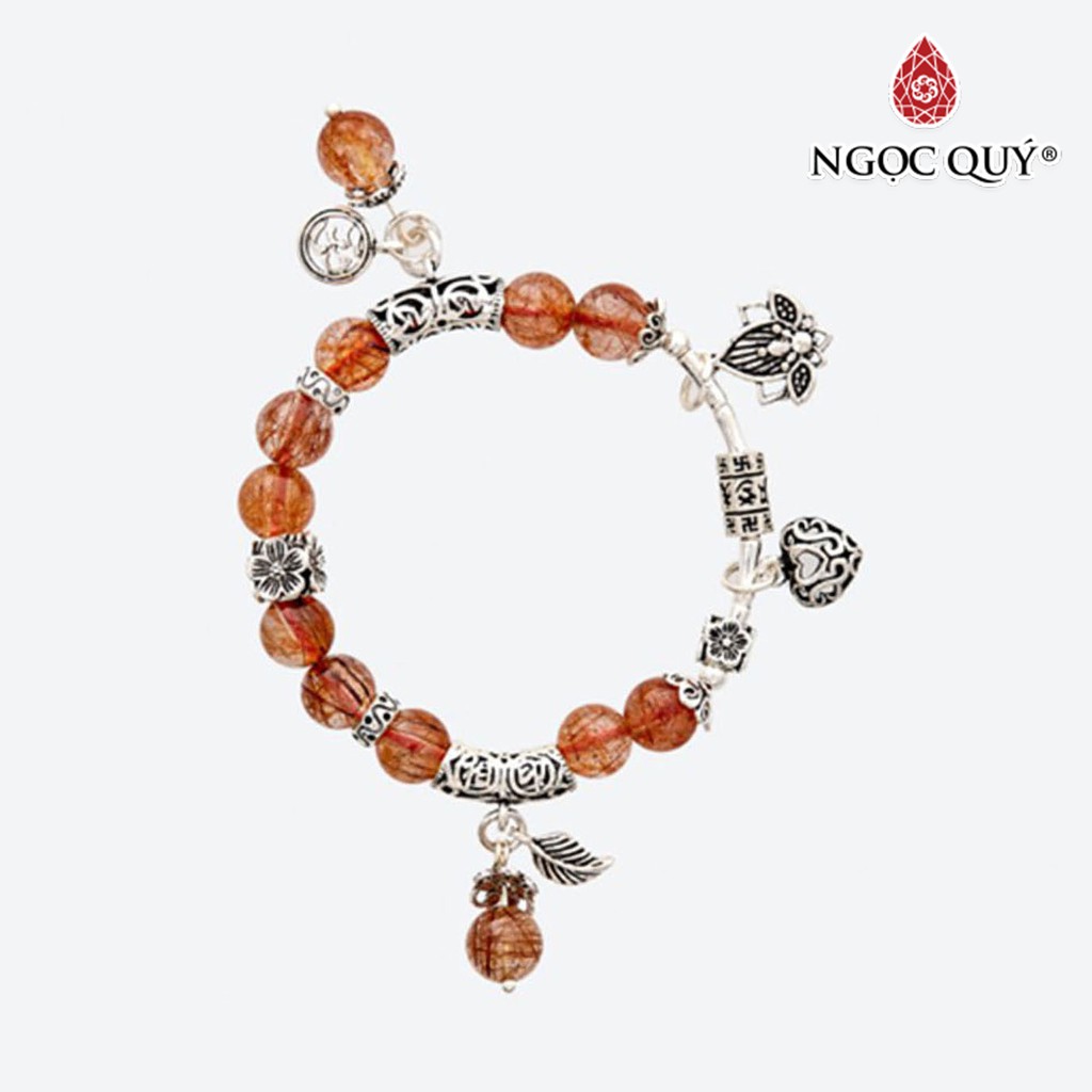 Vòng tay TA tóc đỏ charm trái tim - Ngọc Quý