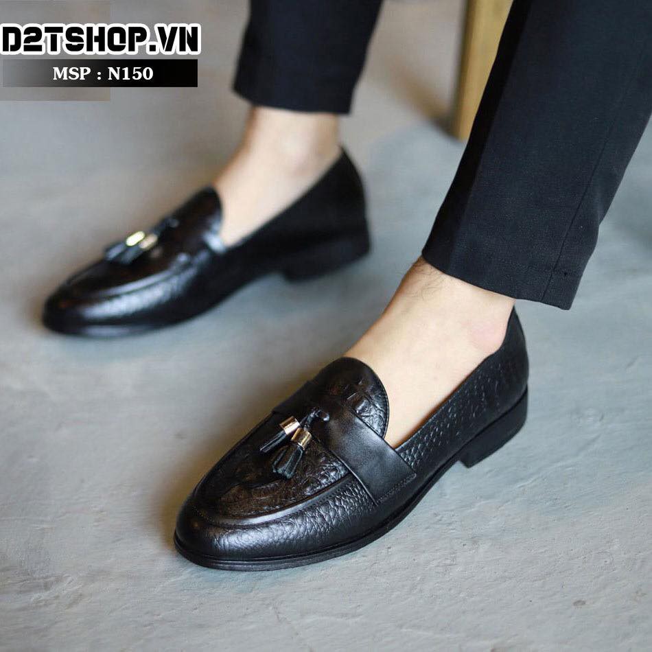 Giày lười nam dập vân công sở kết hợp chuông cực đẹp