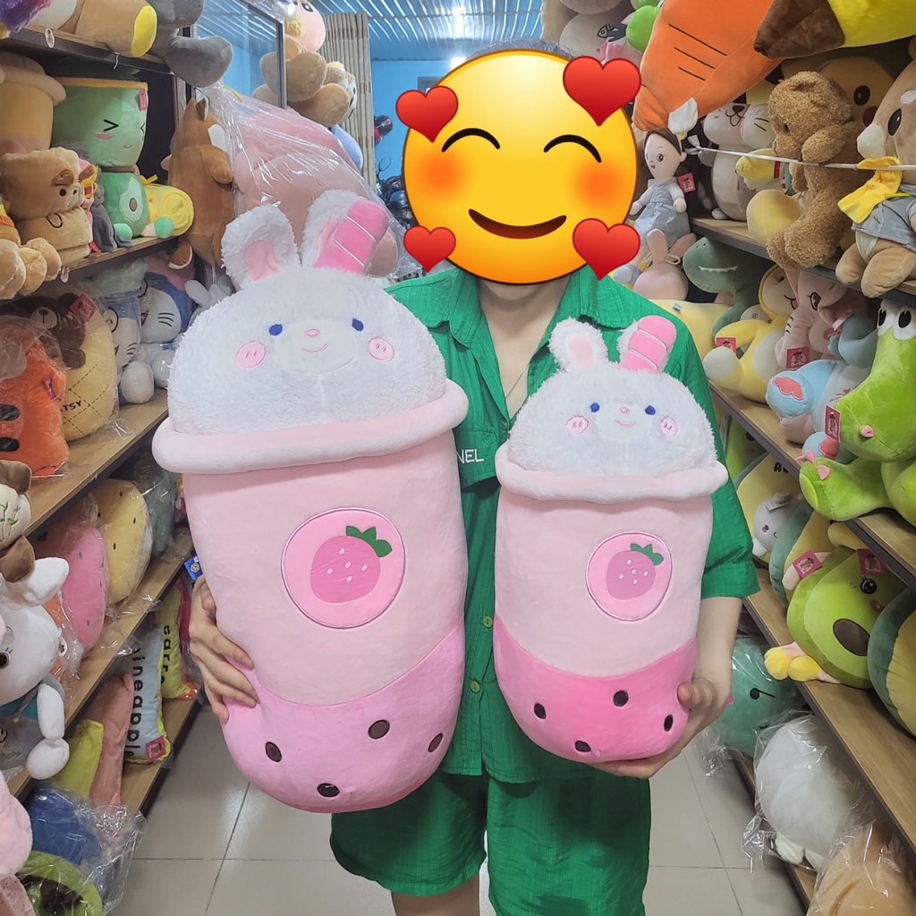 Gấu bông ly trà sữa đầu gấu,thỏ, quà valentine ngọt ngào