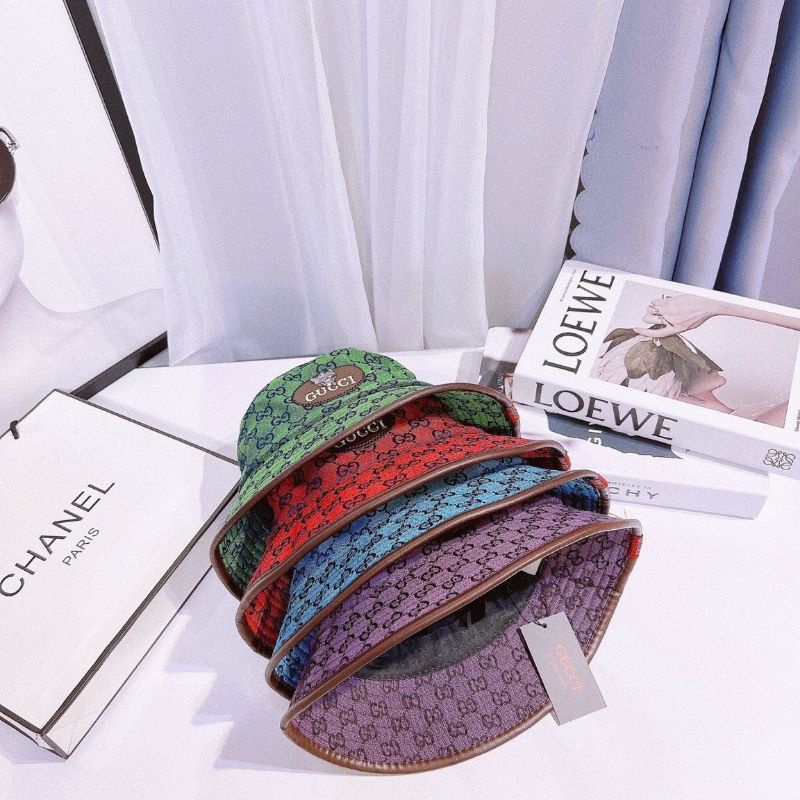 Nón vành tròn, mũ bucket thời trang GUCCI Ngũ Sắc hai lớp vải Kaki mịn siêu đẹp