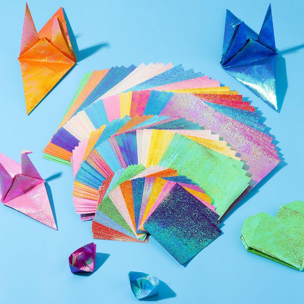 Bộ 50 Tờ Giấy Xếp Origami Nhiều Kích Thước Màu Sắc Lấp Lánh Dùng Trang Trí Sổ Tay