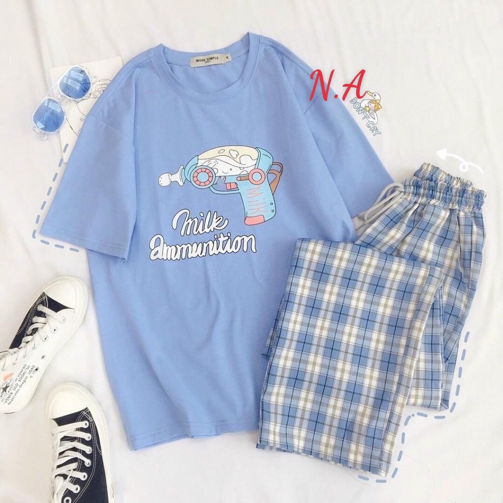 Áo  thun milk súng xinh chất cotton su phù hợp mùa hè