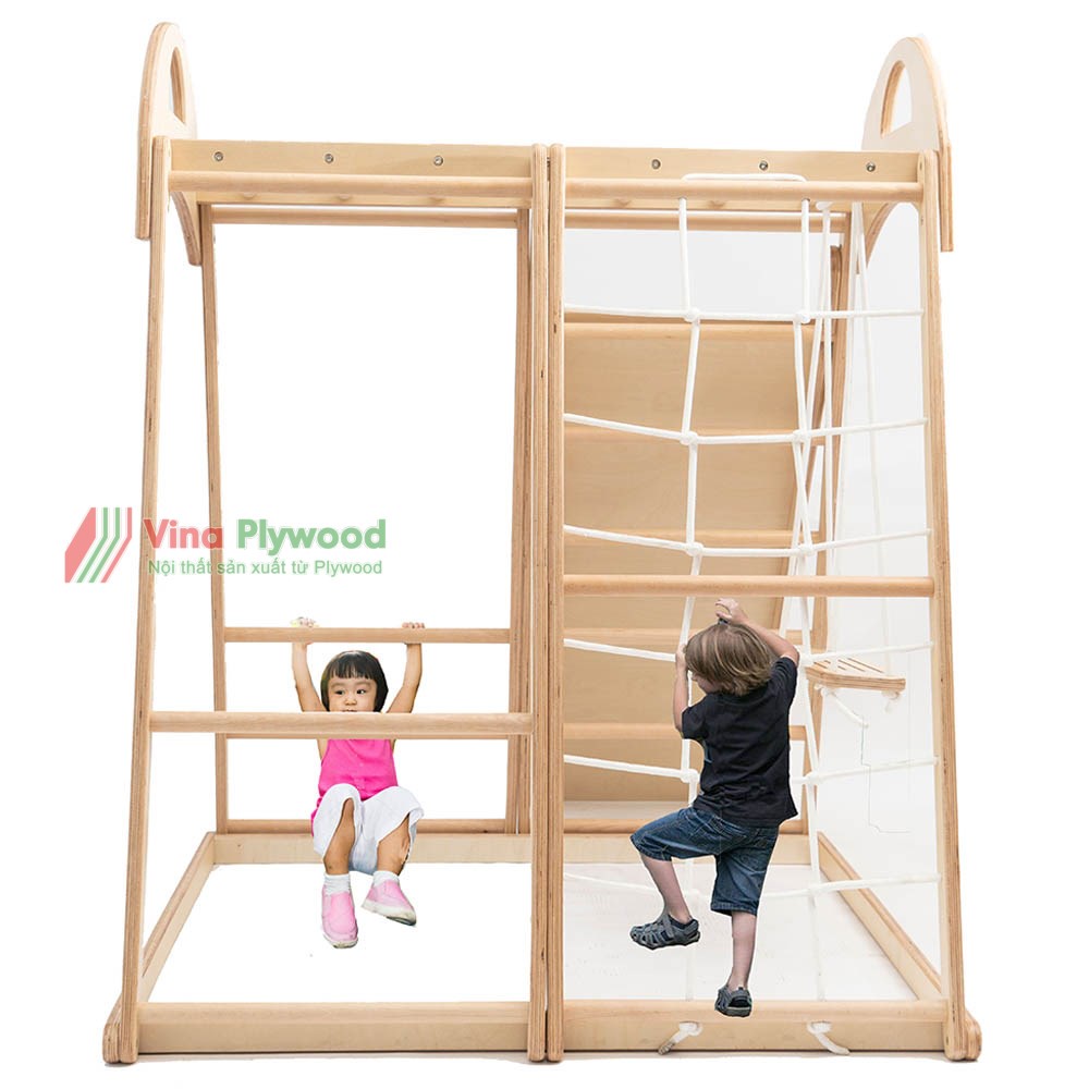 Nhà chơi leo núi bằng gỗ Plywood, nhà vận động tập thể dục cho bé