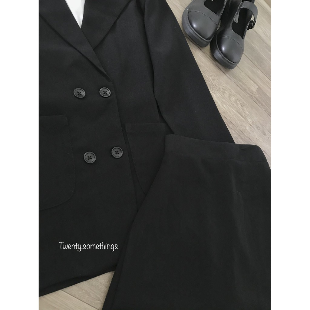 Set 2 Món Blazer Đen & Chân Váy Chữ A (ảnh thật/sẵn/video) | BigBuy360 - bigbuy360.vn