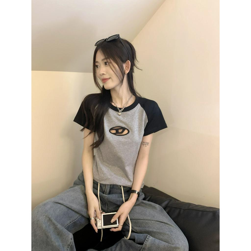 「 WELOVE1 」Áo Thun 100% Cotton Tay Ngắn Dáng Rộng Màu Xám Thời Trang Mùa Hè Phong Cách Hàn Quốc Cho Nữ