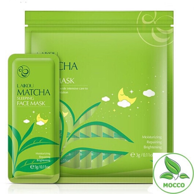 Mặt nạ ngủ trà xanh matcha laiko dưỡng da mụn trắng da căng bóng