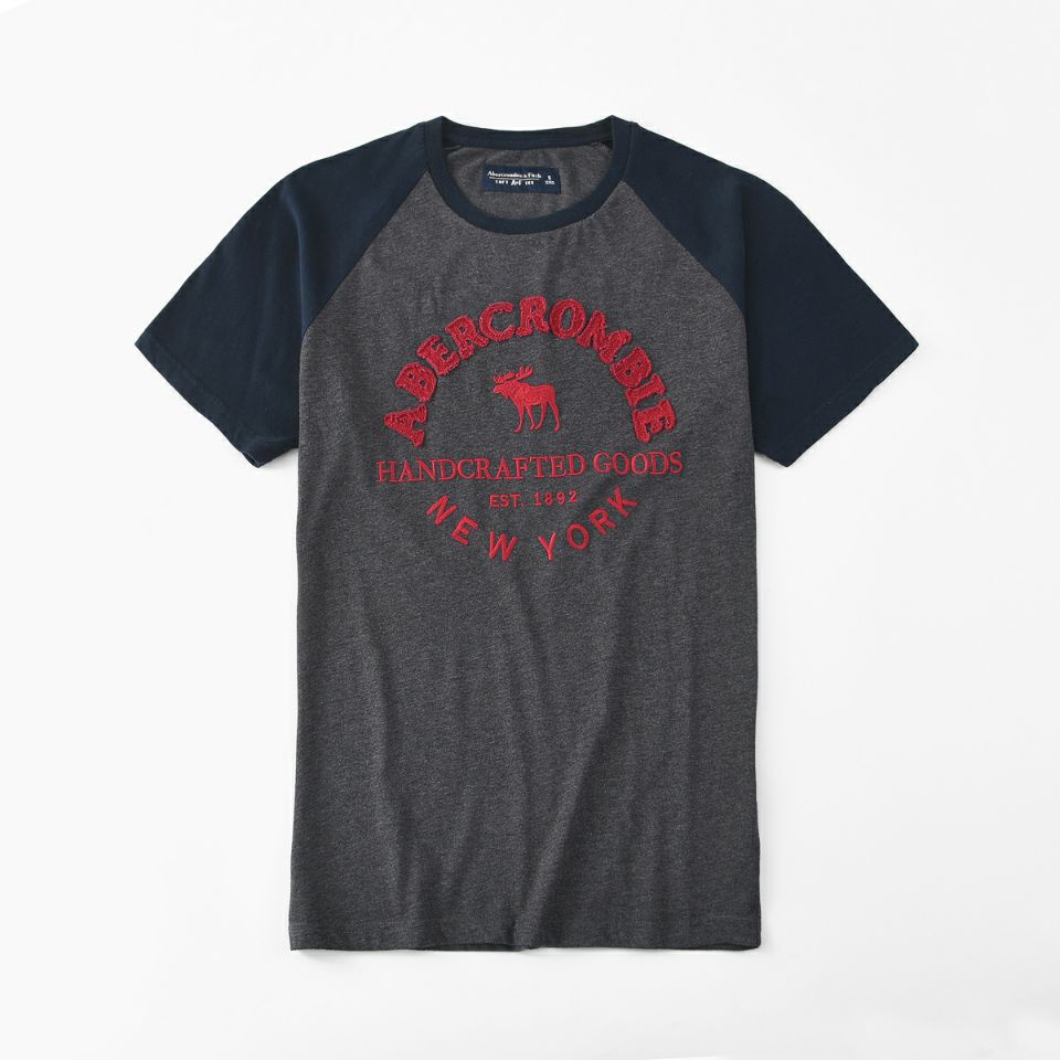 Áo thun phối tay Abercrombie 1829 Gray(đậm) [100 % cotton bông xịn đẹp]