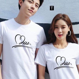 Áo Thun Cặp Đôi Tình Yêu Nam Nữ Ngắn Tay Siêu Xinh Cute In Họa Tiết Chữ Wiss, Vải Cotton Organic Mềm Mịn Thoáng Mát