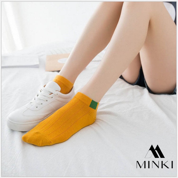 TẤT NỮ CỔ NGẮN MU-DI XUẤT KHẨU - CHẤT LIỆU COTTON THOÁNG KHÍ - MÀU ĐỎ / XANH / VÀNG / ĐEN / TRẮNG