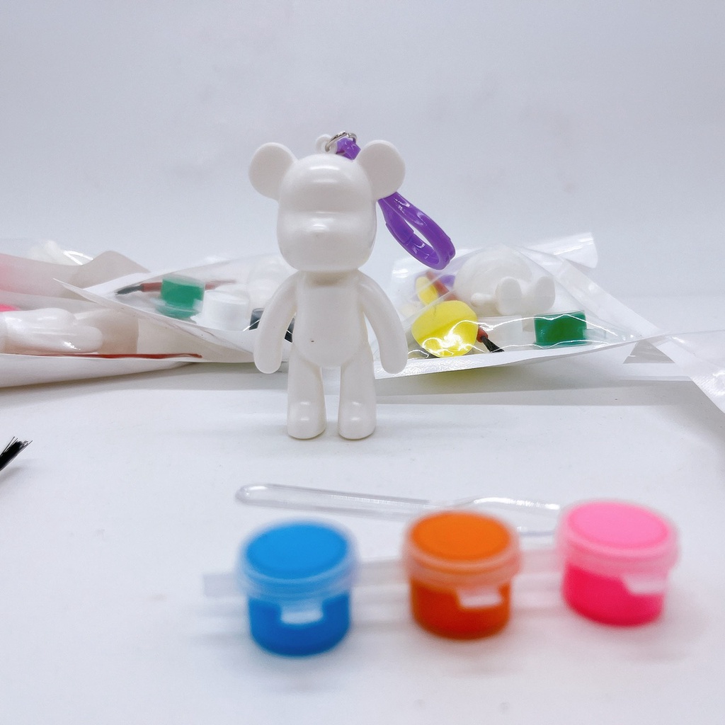 Set đồ chơi DIY móc khóa BearBrick hot trend nhiều màu sắc, gấu đổ màu móc khóa Master Kids