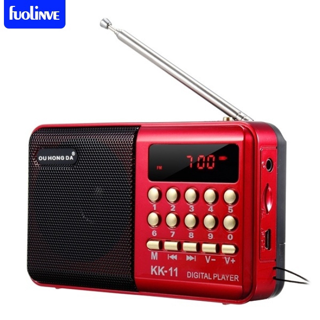Đài radio FM K11 điện tử sạc pin mini cầm tay kiêm máy phát MP3 hỗ trợ USB và TF