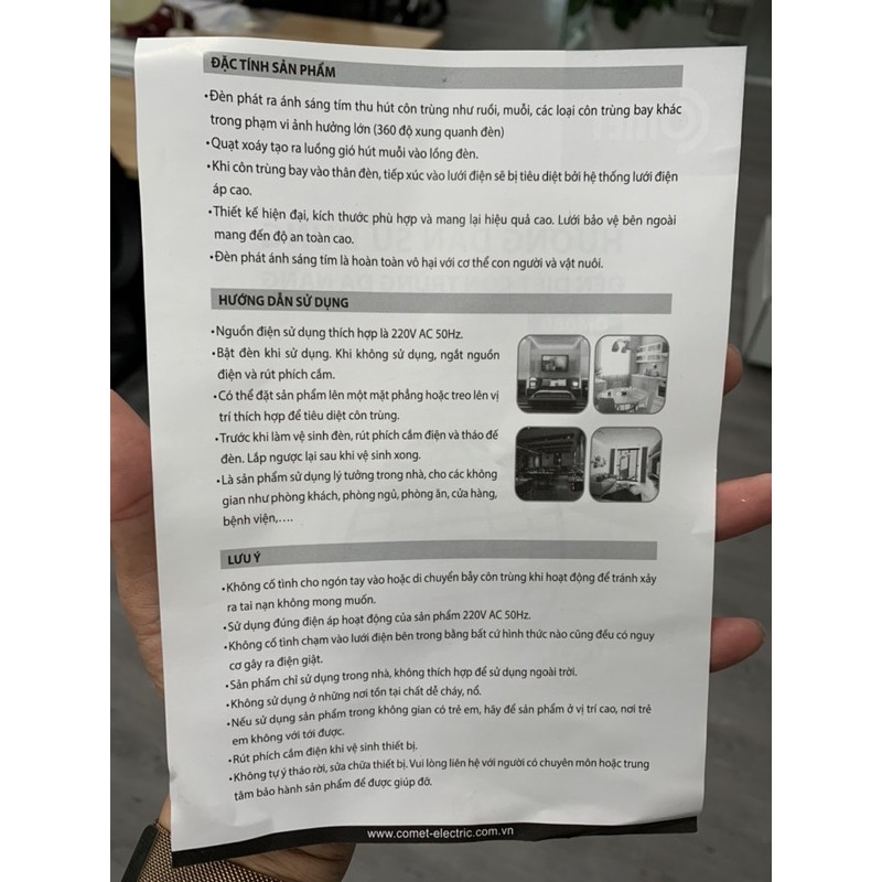 Đèn diệt muỗi cao cấp COMET CM089, hiệu quả cao, bắt côn trùng và  muỗi một cách chủ động, có quạt hút