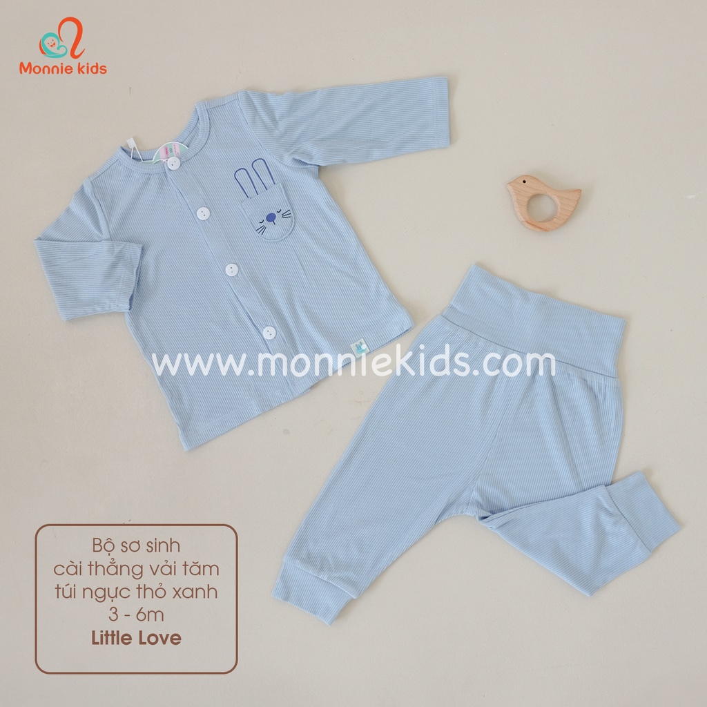 Bộ cài thẳng Lil Little Love chất liệu vải tăm túi ngực 0-3/3-6M - Monnie Kids