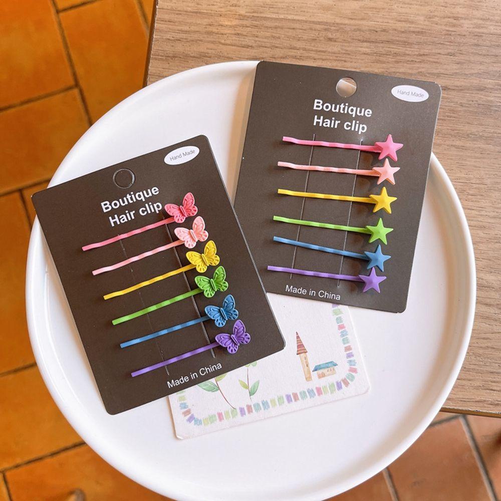 Bộ Kẹp Tóc Hình Ngôi Sao / Nơ / Trái Tim Màu Kẹo Ngọt Phong Cách Hàn Quốc Dễ Thương Cho Bé Gái
