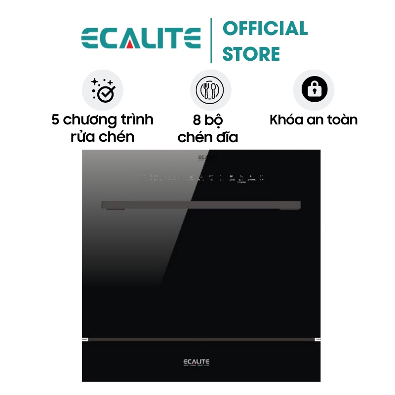 Máy Rửa Chén 8 Bộ Ecalite EDW-UF6080BL - Kính Đen